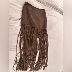 The Perfext Fringe leather suede Skirt